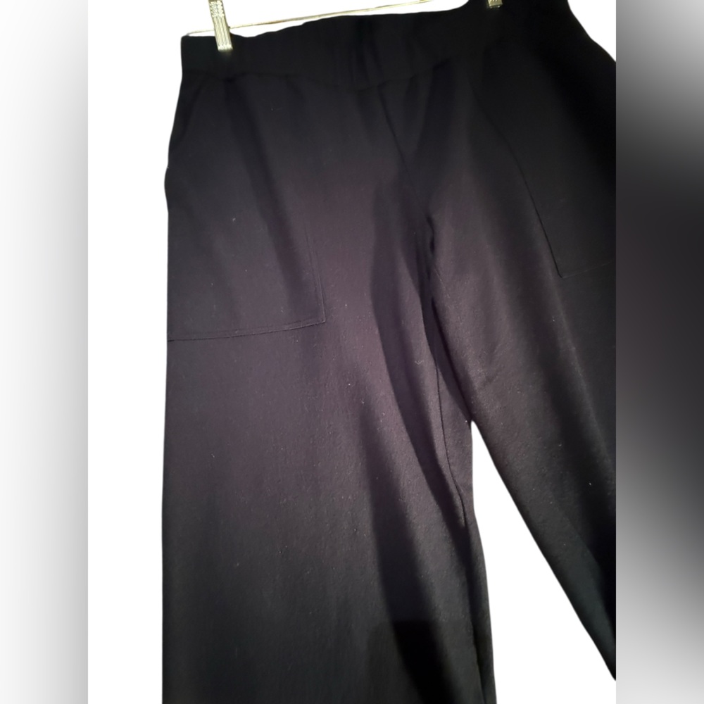 Eileen Fisher Cropped Navy Wool pull On Pants. Siz P/lg - Picture 5 of 7
